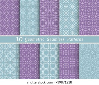 Set of seamless line patterns. Colorful geometric backgrounds collection. Endless repeating linear texture for wallpaper, packaging, banners, invitations, business cards, fabric print