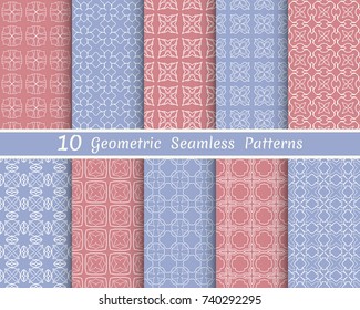 Set of seamless line patterns. Colorful geometric backgrounds collection. Endless repeating linear texture for wallpaper, packaging, banners, invitations, business cards, fabric print