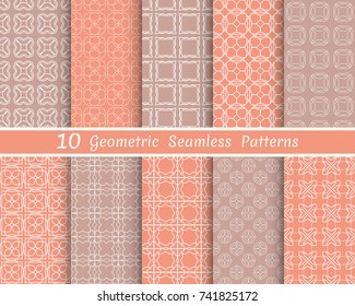 Set of seamless line patterns. Colorful geometric backgrounds collection. Endless repeating linear texture for wallpaper, packaging, banners, invitations, business cards, fabric print