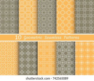 Set of seamless line patterns. Colorful geometric backgrounds collection. Endless repeating linear texture for wallpaper, packaging, banners, invitations, business cards, fabric print