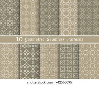 Set of seamless line patterns. Colorful geometric backgrounds collection. Endless repeating linear texture for wallpaper, packaging, banners, invitations, business cards, fabric print