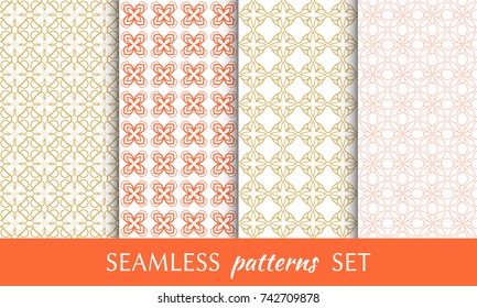 Set of seamless line patterns. Colorful geometric backgrounds collection. Endless repeating linear texture for wallpaper, packaging, banners, invitations, business cards, fabric print