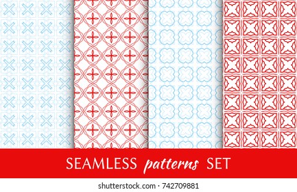 Set of seamless line patterns. Colorful geometric backgrounds collection. Endless repeating linear texture for wallpaper, packaging, banners, invitations, business cards, fabric print