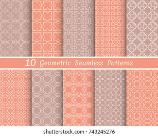 Set of seamless line patterns. Colorful geometric backgrounds collection. Endless repeating linear texture for wallpaper, packaging, banners, invitations, business cards, fabric print