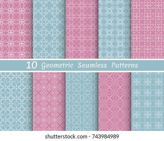Set of seamless line patterns. Colorful geometric backgrounds collection. Endless repeating linear texture for wallpaper, packaging, banners, invitations, business cards, fabric print