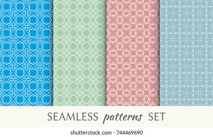 Set of seamless line patterns. Colorful geometric backgrounds collection. Endless repeating linear texture for wallpaper, packaging, banners, invitations, business cards, fabric print