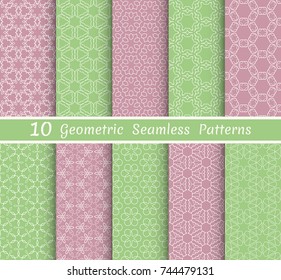 Set of seamless line patterns. Colorful geometric backgrounds collection. Endless repeating linear texture for wallpaper, packaging, banners, invitations, business cards, fabric print