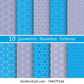 Set of seamless line patterns. Colorful geometric backgrounds collection. Endless repeating linear texture for wallpaper, packaging, banners, invitations, business cards, fabric print