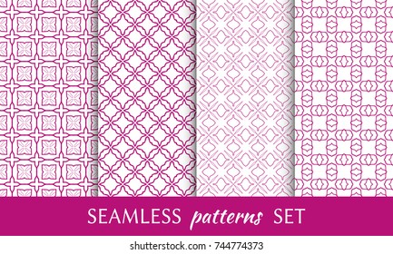 Set of seamless line patterns. Colorful geometric backgrounds collection. Endless repeating linear texture for wallpaper, packaging, banners, invitations, business cards, fabric print