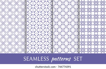 Set of seamless line patterns. Colorful geometric backgrounds collection. Endless repeating linear texture for wallpaper, packaging, banners, invitations, business cards, fabric print