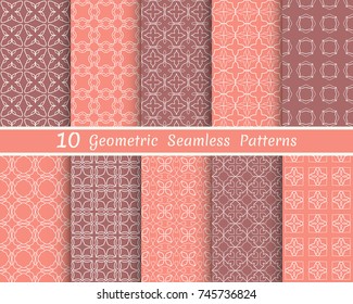 Set of seamless line patterns. Colorful geometric backgrounds collection. Endless repeating linear texture for wallpaper, packaging, banners, invitations, business cards, fabric print