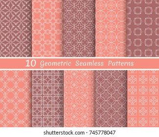 Set of seamless line patterns. Colorful geometric backgrounds collection. Endless repeating linear texture for wallpaper, packaging, banners, invitations, business cards, fabric print
