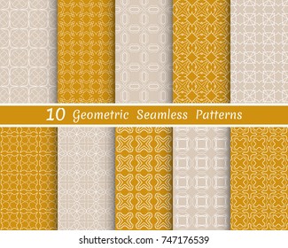 Set of seamless line patterns. Colorful geometric backgrounds collection. Endless repeating linear texture for wallpaper, packaging, banners, invitations, business cards, fabric print