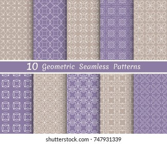 Set of seamless line patterns. Colorful geometric backgrounds collection. Endless repeating linear texture for wallpaper, packaging, banners, invitations, business cards, fabric print
