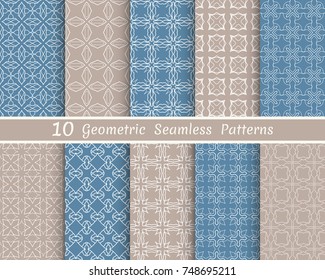Set of seamless line patterns. Colorful geometric backgrounds collection. Endless repeating linear texture for wallpaper, packaging, banners, invitations, business cards, fabric print