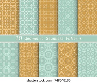 Set of seamless line patterns. Colorful geometric backgrounds collection. Endless repeating linear texture for wallpaper, packaging, banners, invitations, business cards, fabric print
