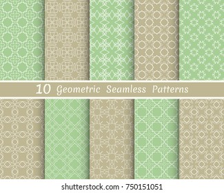 Set of seamless line patterns. Colorful geometric backgrounds collection. Endless repeating linear texture for wallpaper, packaging, banners, invitations, business cards, fabric print