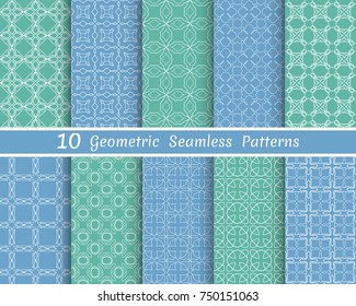 Set of seamless line patterns. Colorful geometric backgrounds collection. Endless repeating linear texture for wallpaper, packaging, banners, invitations, business cards, fabric print