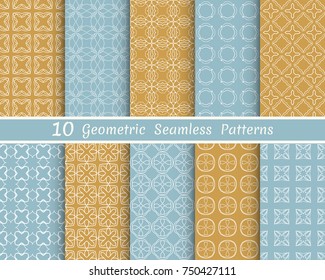Set of seamless line patterns. Colorful geometric backgrounds collection. Endless repeating linear texture for wallpaper, packaging, banners, invitations, business cards, fabric print