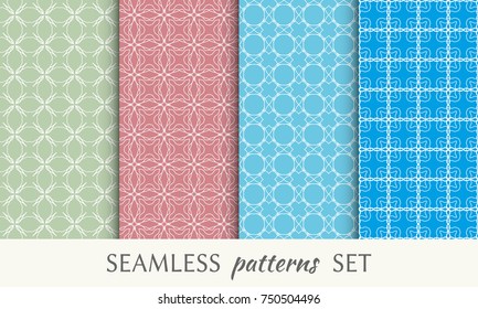 Set of seamless line patterns. Colorful geometric backgrounds collection. Endless repeating linear texture for wallpaper, packaging, banners, invitations, business cards, fabric print