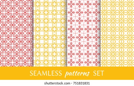 Set of seamless line patterns. Colorful geometric backgrounds collection. Endless repeating linear texture for wallpaper, packaging, banners, invitations, business cards, fabric print