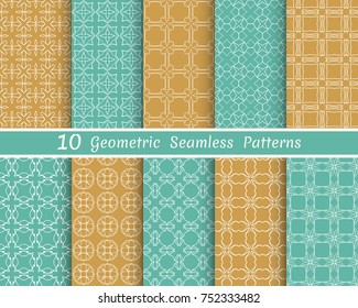 Set of seamless line patterns. Colorful geometric backgrounds collection. Endless repeating linear texture for wallpaper, packaging, banners, invitations, business cards, fabric print