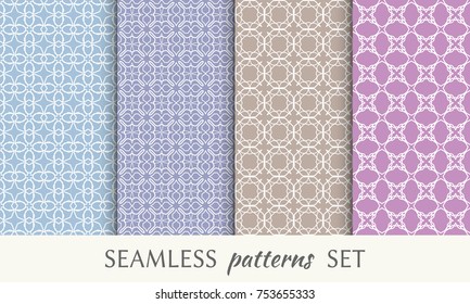 Set of seamless line patterns. Colorful geometric backgrounds collection. Endless repeating linear texture for wallpaper, packaging, banners, invitations, business cards, fabric print