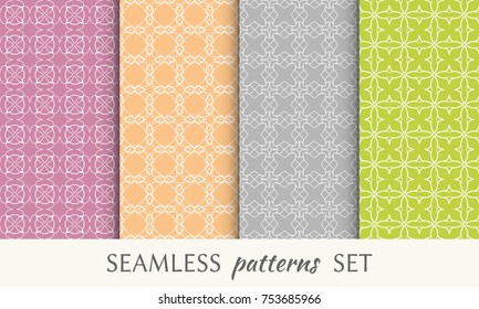 Set of seamless line patterns. Colorful geometric backgrounds collection. Endless repeating linear texture for wallpaper, packaging, banners, invitations, business cards, fabric print
