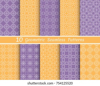 Set of seamless line patterns. Colorful geometric backgrounds collection. Endless repeating linear texture for wallpaper, packaging, banners, invitations, business cards, fabric print