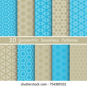 Set of seamless line patterns. Colorful geometric backgrounds collection. Endless repeating linear texture for wallpaper, packaging, banners, invitations, business cards, fabric print
