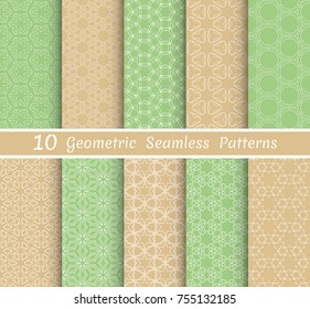 Set of seamless line patterns. Colorful geometric backgrounds collection. Endless repeating linear texture for wallpaper, packaging, banners, invitations, business cards, fabric print