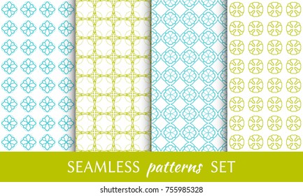 Set of seamless line patterns. Colorful geometric backgrounds collection. Endless repeating linear texture for wallpaper, packaging, banners, invitations, business cards, fabric print