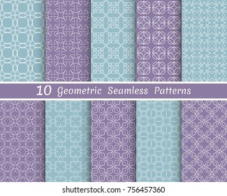 Set of seamless line patterns. Colorful geometric backgrounds collection. Endless repeating linear texture for wallpaper, packaging, banners, invitations, business cards, fabric print
