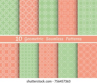 Set of seamless line patterns. Colorful geometric backgrounds collection. Endless repeating linear texture for wallpaper, packaging, banners, invitations, business cards, fabric print