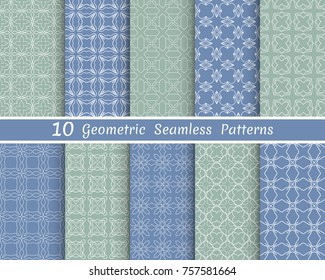 Set of seamless line patterns. Colorful geometric backgrounds collection. Endless repeating linear texture for wallpaper, packaging, banners, invitations, business cards, fabric print