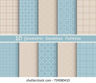 Set of seamless line patterns. Colorful geometric backgrounds collection. Endless repeating linear texture for wallpaper, packaging, banners, invitations, business cards, fabric print