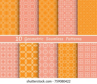 Set of seamless line patterns. Colorful geometric backgrounds collection. Endless repeating linear texture for wallpaper, packaging, banners, invitations, business cards, fabric print