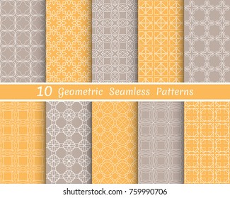 Set of seamless line patterns. Colorful geometric backgrounds collection. Endless repeating linear texture for wallpaper, packaging, banners, invitations, business cards, fabric print