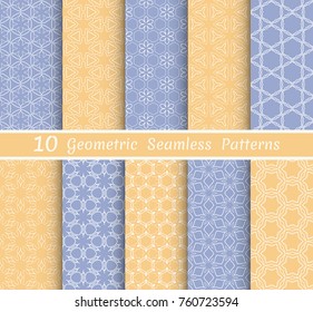 Set of seamless line patterns. Colorful geometric backgrounds collection. Endless repeating linear texture for wallpaper, packaging, banners, invitations, business cards, fabric print