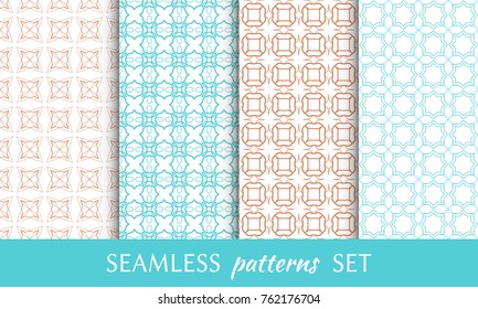 Set of seamless line patterns. Colorful geometric backgrounds collection. Endless repeating linear texture for wallpaper, packaging, banners, invitations, business cards, fabric print