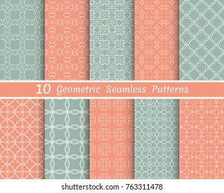 Set of seamless line patterns. Colorful geometric backgrounds collection. Endless repeating linear texture for wallpaper, packaging, banners, invitations, business cards, fabric print