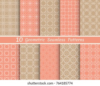Set of seamless line patterns. Colorful geometric backgrounds collection. Endless repeating linear texture for wallpaper, packaging, banners, invitations, business cards, fabric print