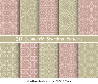 Set of seamless line patterns. Colorful geometric backgrounds collection. Endless repeating linear texture for wallpaper, packaging, banners, invitations, business cards, fabric print
