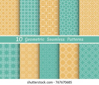 Set of seamless line patterns. Colorful geometric backgrounds collection. Endless repeating linear texture for wallpaper, packaging, banners, invitations, business cards, fabric print