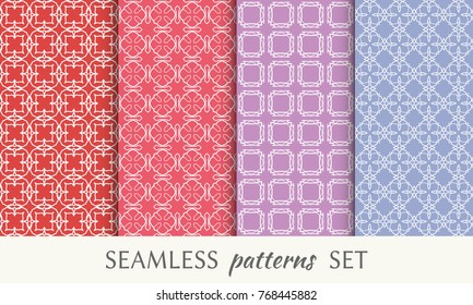 Set of seamless line patterns. Colorful geometric backgrounds collection. Endless repeating linear texture for wallpaper, packaging, banners, invitations, business cards, fabric print