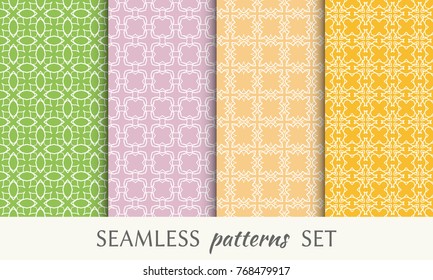 Set of seamless line patterns. Colorful geometric backgrounds collection. Endless repeating linear texture for wallpaper, packaging, banners, invitations, business cards, fabric print