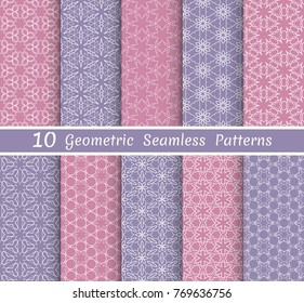 Set of seamless line patterns. Colorful geometric backgrounds collection. Endless repeating linear texture for wallpaper, packaging, banners, invitations, business cards, fabric print