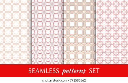 Set of seamless line patterns. Colorful geometric backgrounds collection. Endless repeating linear texture for wallpaper, packaging, banners, invitations, business cards, fabric print