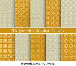 Set of seamless line patterns. Colorful geometric backgrounds collection. Endless repeating linear texture for wallpaper, packaging, banners, invitations, business cards, fabric print