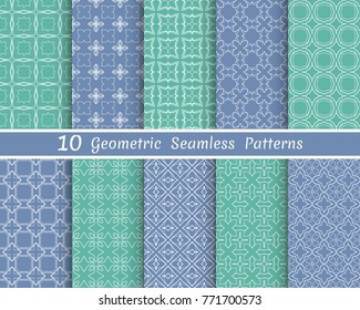 Set of seamless line patterns. Colorful geometric backgrounds collection. Endless repeating linear texture for wallpaper, packaging, banners, invitations, business cards, fabric print